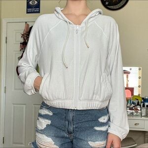 Aerie Classic White Zip-Up Hoodie